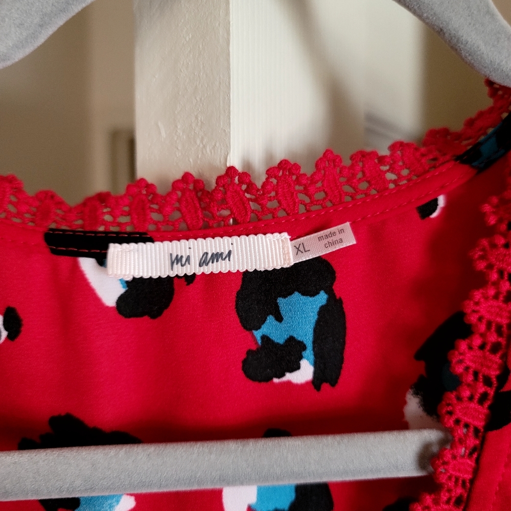 Mi Ami Red Leopard Blouse
